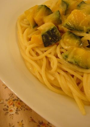 A picture of Dairy-Free Kabocha Squash Cream Pasta.
