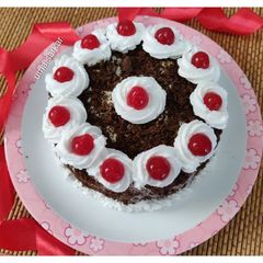 A picture of Black forest ice cream cake.