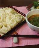 Dipped Somen Noodles In Sesame Dipping Sauce