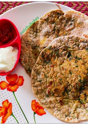 A picture of Oil Free Besan Palak Paratha.