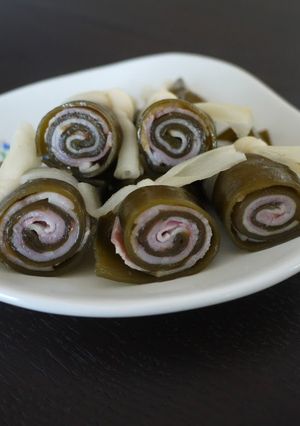 A picture of Kombu Bacon Wrap for a Western-style Osechi (New Year's Feast).