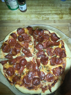 A picture of Pepperoni & Mushroom pizza.