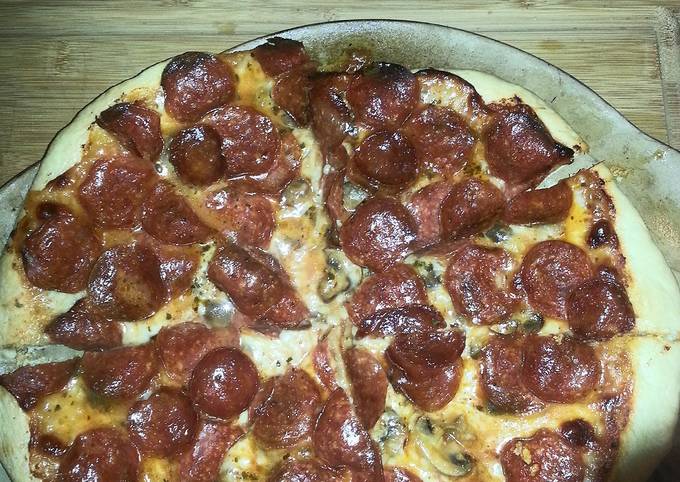 Recipe of Any-night-of-the-week Pepperoni &amp; Mushroom pizza