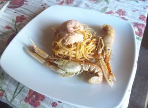 Foto di Linguine con scampi al brandy