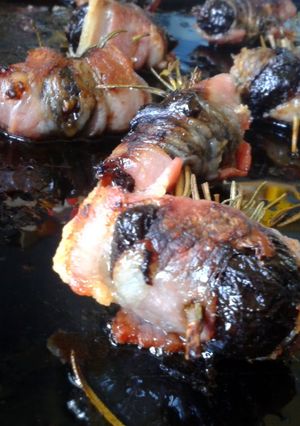 A picture of Devils On Horseback with Rosemary.