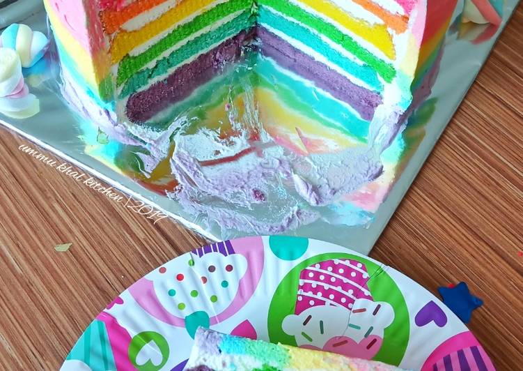 RECOMMENDED! Ternyata Ini Cara Membuat Rainbow Cake Enak