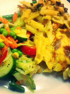 A picture of Pasta and minced meat with bachemel scauce.