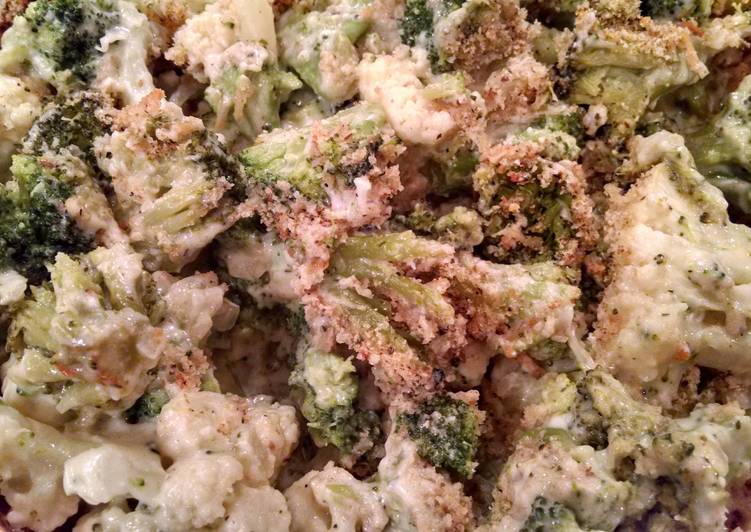 Broccoli and Cauliflower Parmesan Bake made Skinnier