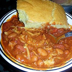 A picture of extra meaty chili with heat.