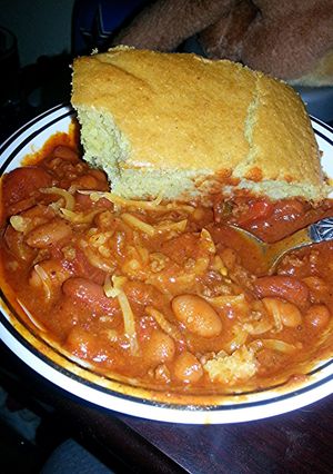 A picture of extra meaty chili with heat.