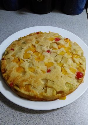 A picture of Sarah's Magic Mixed fruit upside down cake.