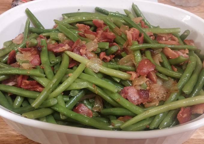 Steps to Make Super Quick Homemade Quick Green Beans with Bacon