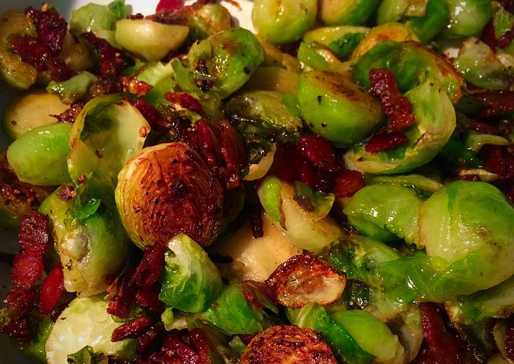 Steps to Prepare Award-winning Sautéed Brussels Sprouts With Bacon And Garlic