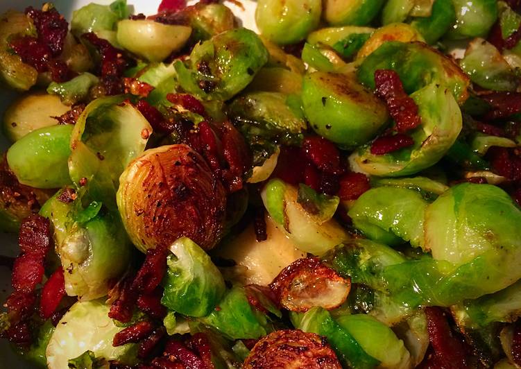 Steps to Make Award-winning Sautéed Brussels Sprouts With Bacon And Garlic