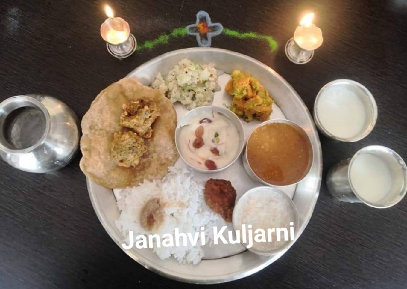 Shreekhand with dryfruits and Pooris