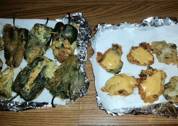 Recipe of Favorite Stuffed poblano peppers with side meat cheddar patties
