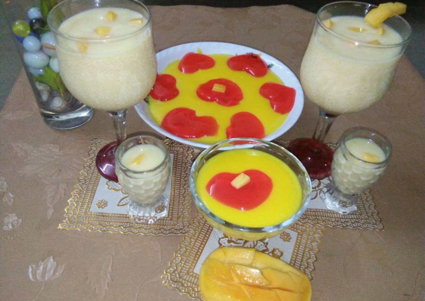 Mango custard ðŸ® with strawberry ðŸ“ jelly