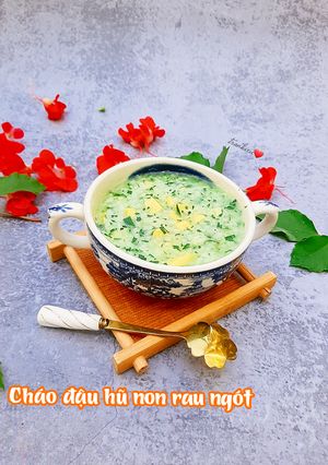 Hình của món Cháo đậu hủ non rau ngót.
