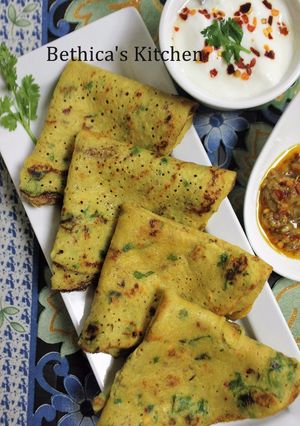 A picture of Tadka Dal Cheela / Crepes / Pancakes.