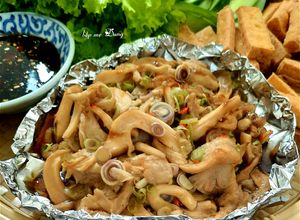 Hình của món Nấm bào ngư nướng giấy bạc (món chay).