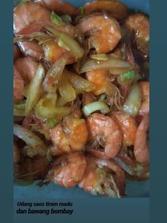 Foto resep Udang saos tiram madu dan bawang bombay