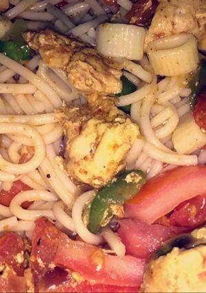 صورة لوصفة مكرونة الكاري بالدجاج🍝
