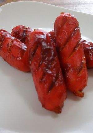 A picture of For Your Bento - Red Wiener Sausages Sautèed in Ketchup.