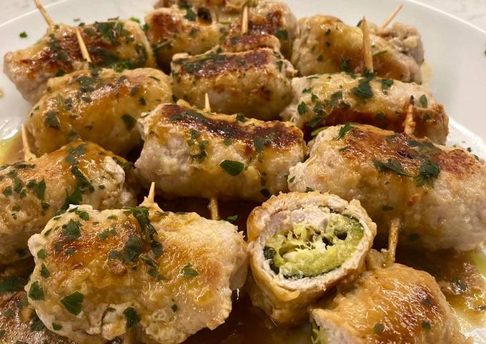 Involtini di lonza, zucchine e scamorza in crema di limone