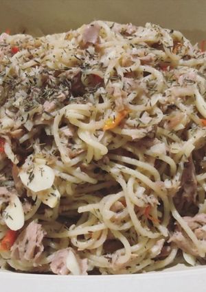 Foto resep Spicy tuna Aglio olio