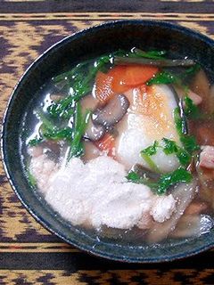 A picture of Chicken and Burdock Root Zouni (Rich with Walnut Sauce).