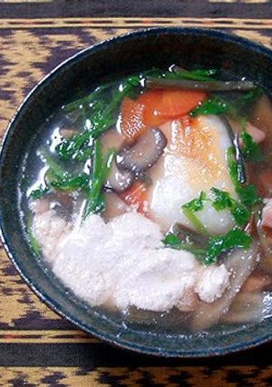 A picture of Chicken and Burdock Root Zouni (Rich with Walnut Sauce).