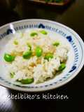 Pink-tinged Fermented Krill Edamame Rice