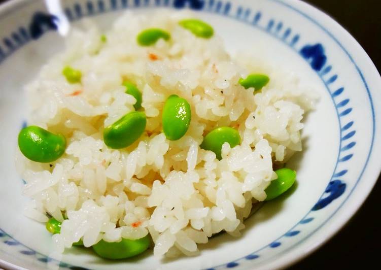 Pink-tinged Fermented Krill Edamame Rice