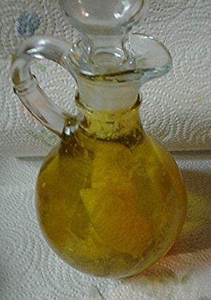 A picture of Lemon infused oil.