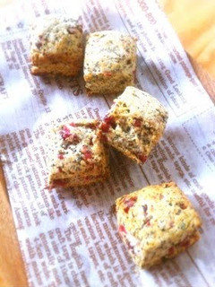A picture of Whole Wheat Scones with Cranberries and Black Tea.