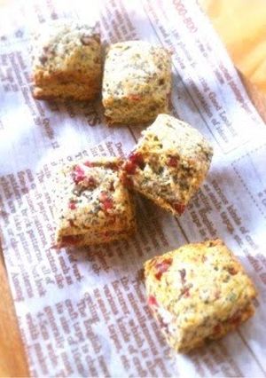 A picture of Whole Wheat Scones with Cranberries and Black Tea.