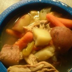 A picture of Chicken and potato soup.
