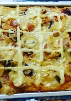 Foto resep Pizza barbeque mushroom cheese
