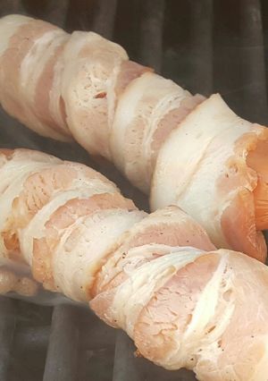 A picture of Grilled Bacon Dogs.