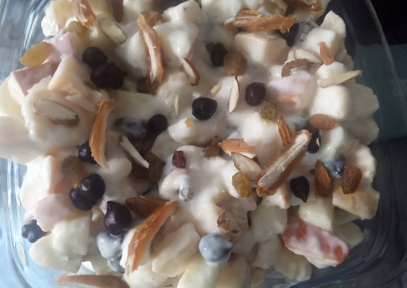 Fruits & black chickpeas salad with creamy_mayo dressing