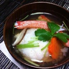 Crab Stick Cake Soup with Grated Daikon Radish A picture of Crab Stick Cake Soup with Grated Daikon Radish.