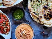 A picture of roasted red pepper hummus