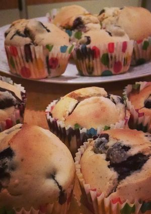 A picture of Blueberry cream cheese muffins.