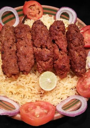 A picture of Kishmish rice with Gola Kabab #CookpadApp.