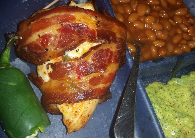 Bacon wrapped, jalepeno popper chicken