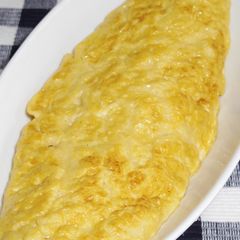 A picture of The Golden Ratio For a Not-Rolled Dashimaki Tamago Made in a Frying Pan.