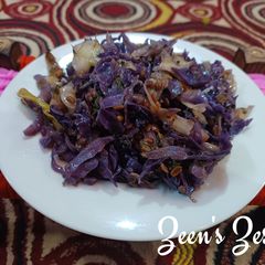 A picture of Purple Cabbage and Moong Daal Fry.