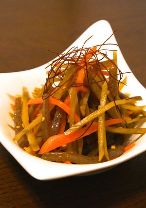 A picture of A Treasured Recipe! My Kimpira Burdock Root.