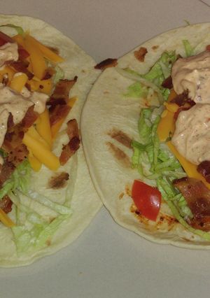 A picture of Bacon Shrimp tocos.