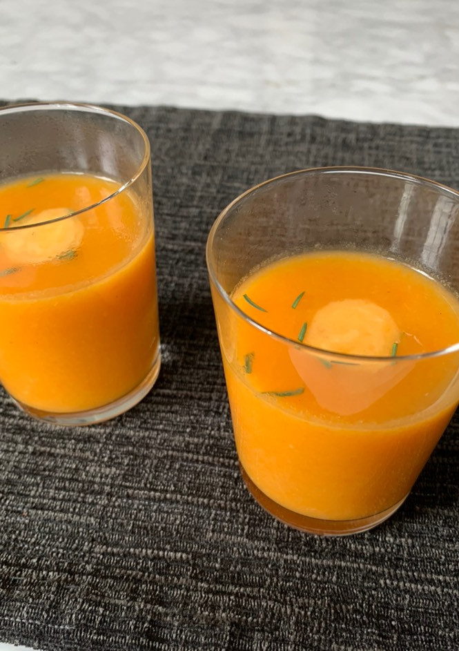 A picture of Parsnip, Carrot and Tarragon Soup.